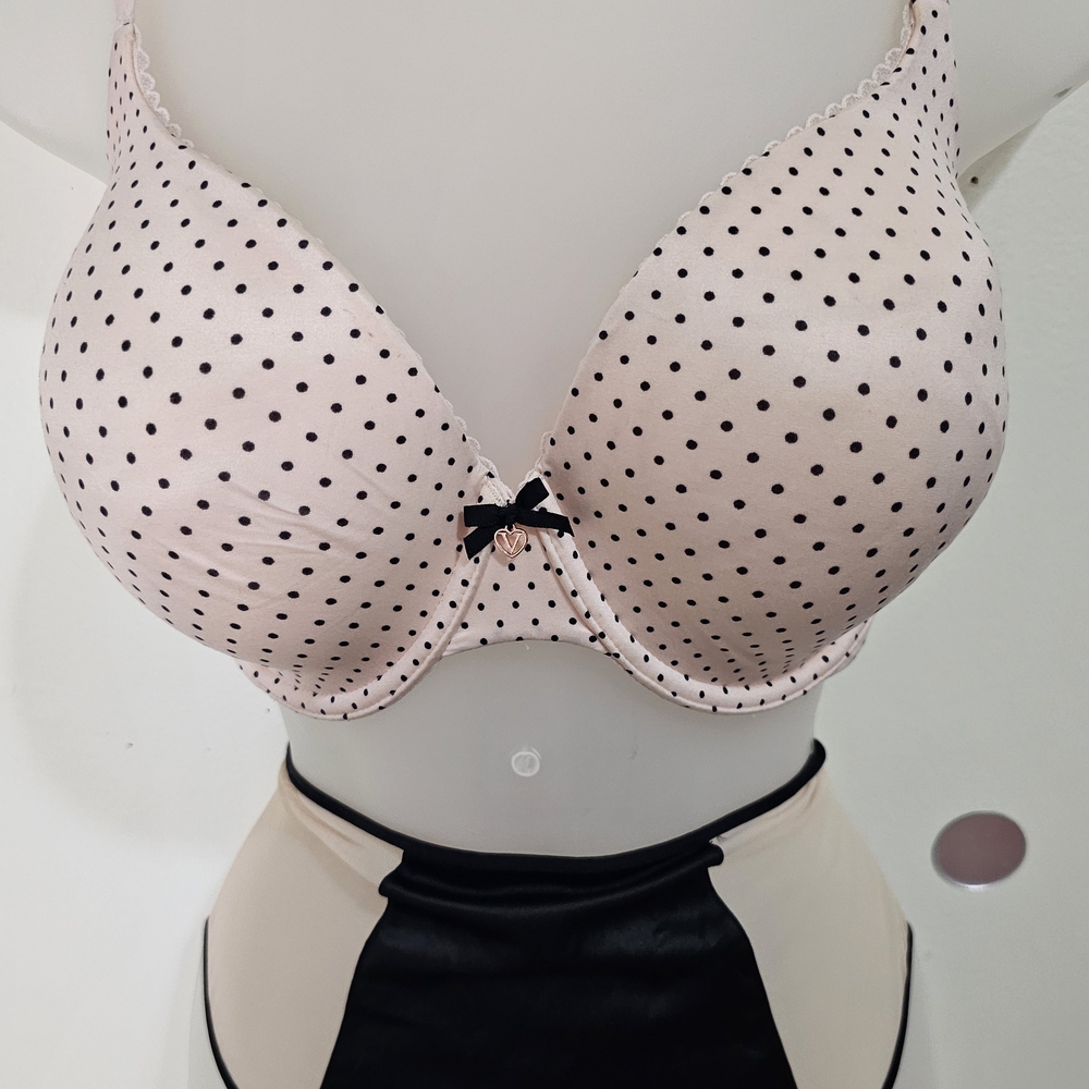 Victoria's Secret Pink With Black Polka Dots Everyday Comfy Bra